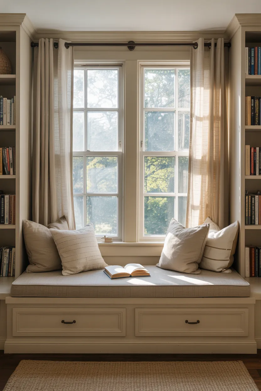 Reading Nook Ideas Built-In Window Seat Reading Nook With Storage Beneath