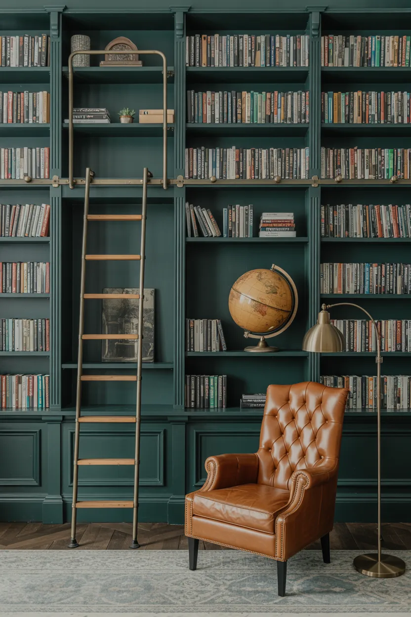 Reading Nook Styled Around a Single Statement Bookshelf Wall
