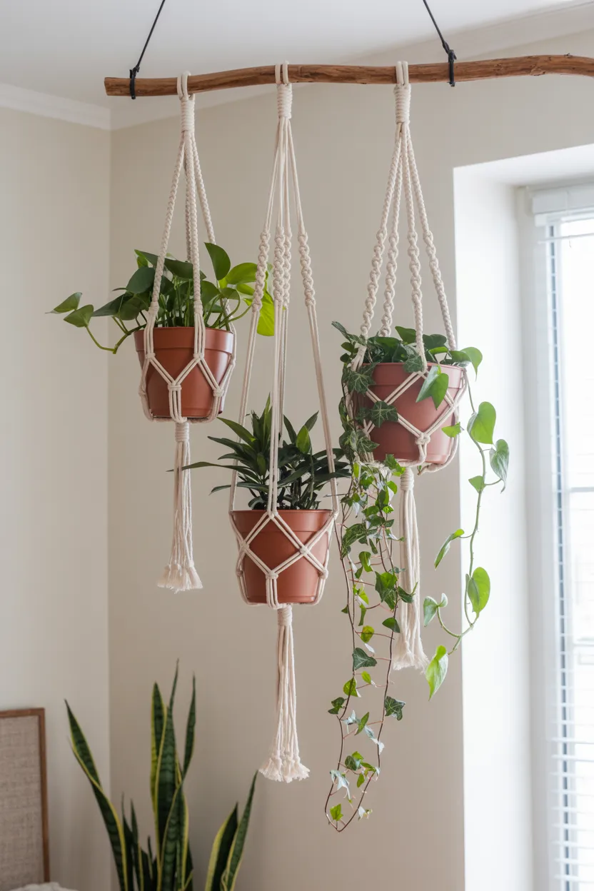 Hang Multiple Macramé Planters at Different Heights