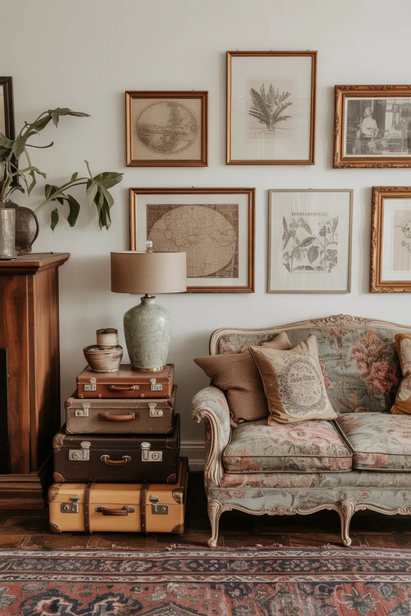 Boho Living Room With Vintage Market Finds and Mismatched Charm