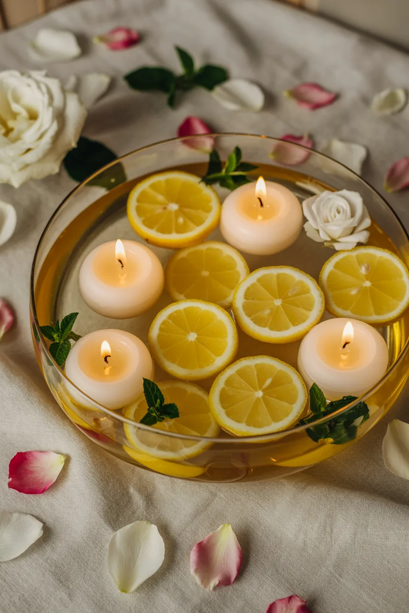 Lemon Slice Floating Candle Centerpiece