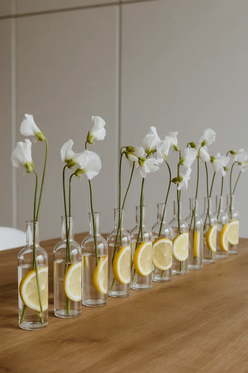 Simple Lemon Bud Vase Runner