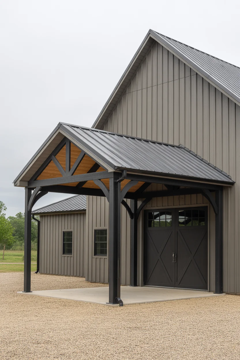 Barndominium With Attached Porte-Cochère