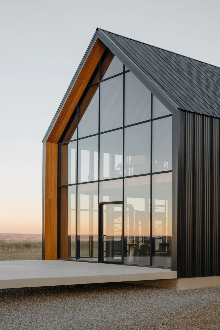 Barndominium With Full Glass Gable End Wall