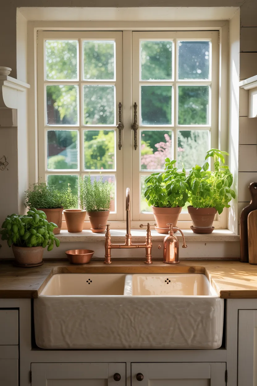 Belfast Sink Beneath a Cottage Garden Window