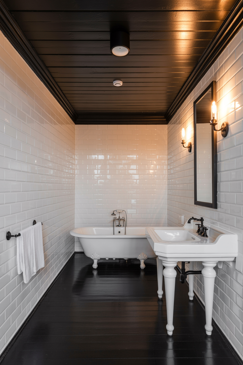 Black Ceiling and Floor With White Walls