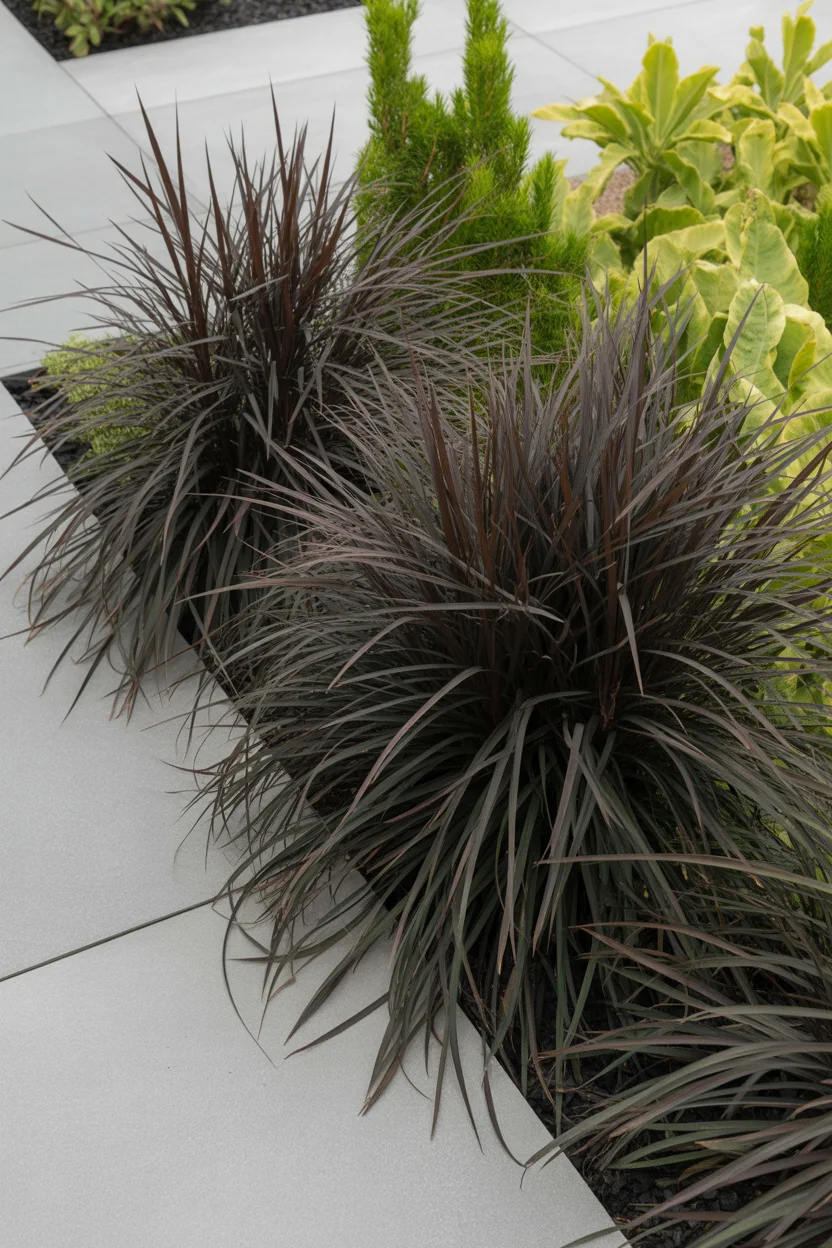 Black Mondo Grass Dramatic Contrast