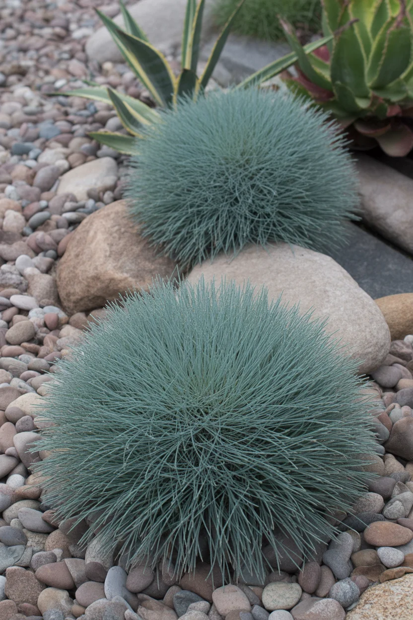 Blue Fescue Rock Garden Accent