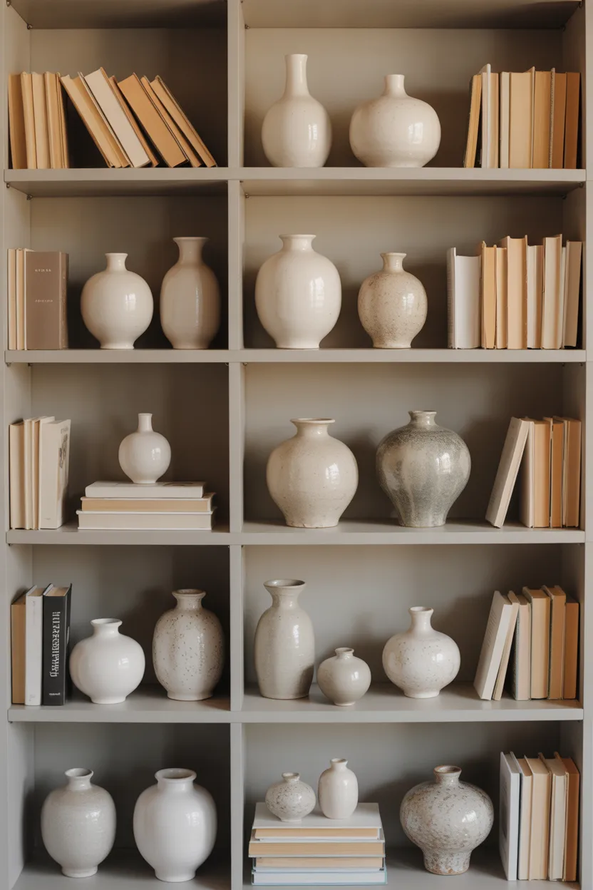 Bookshelf Styling With Ceramic Collection as the Star