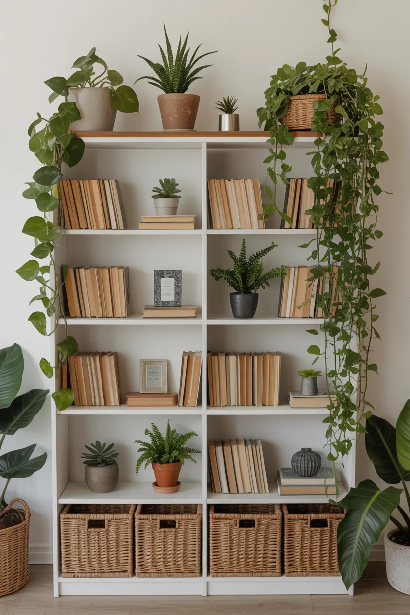 Bookshelf Styling With Plants as the Hero