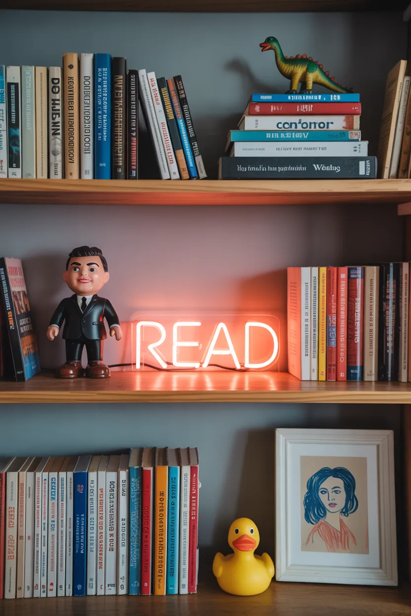  Bookshelf Styling With Unexpected Humor and Personality
