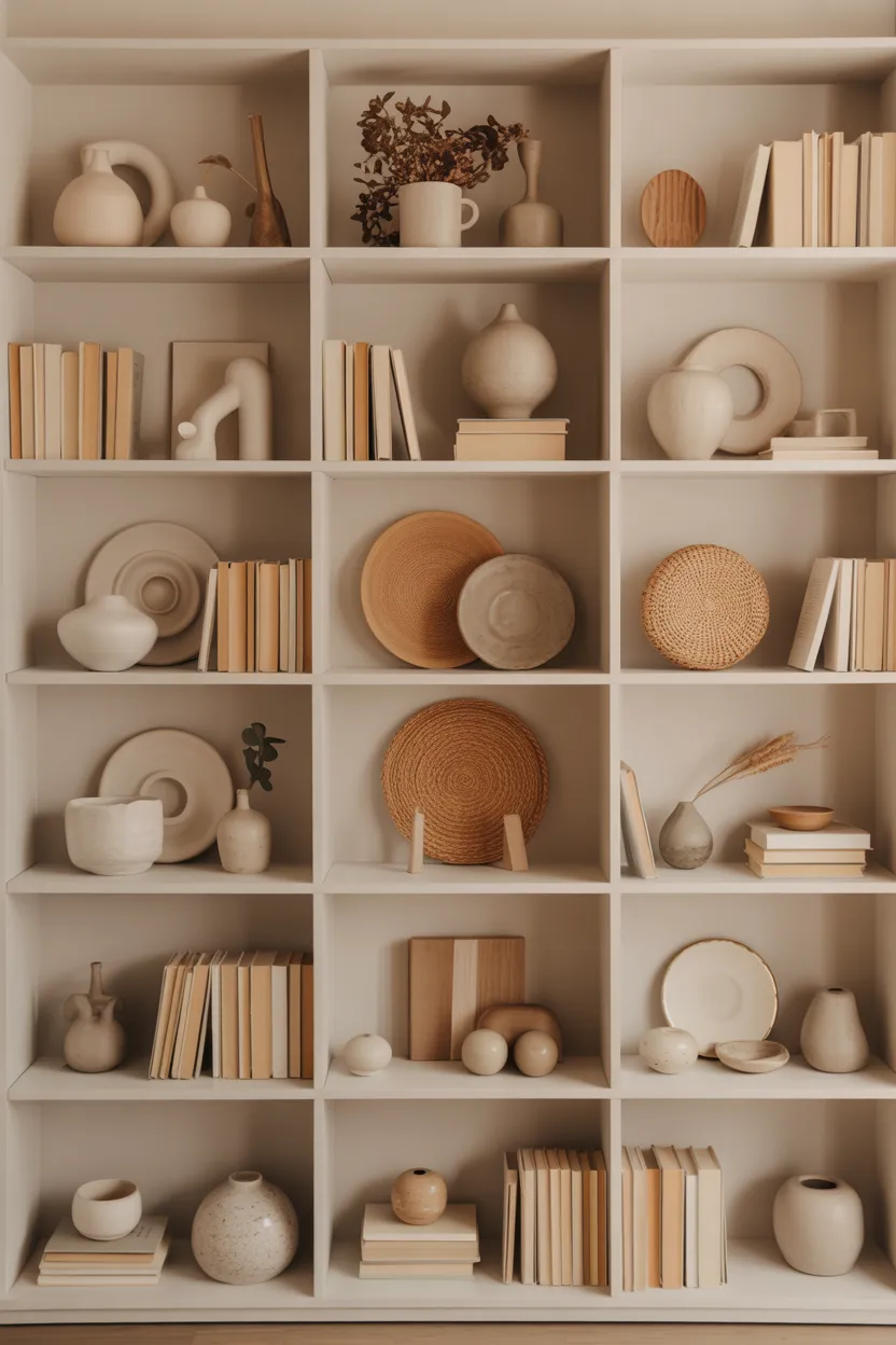 Bookshelf Styling With a Cohesive Neutral Palette