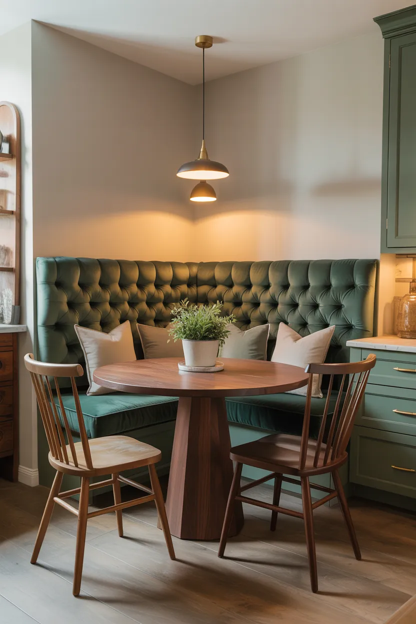 Built-In Banquette With Tufted Back Cushions