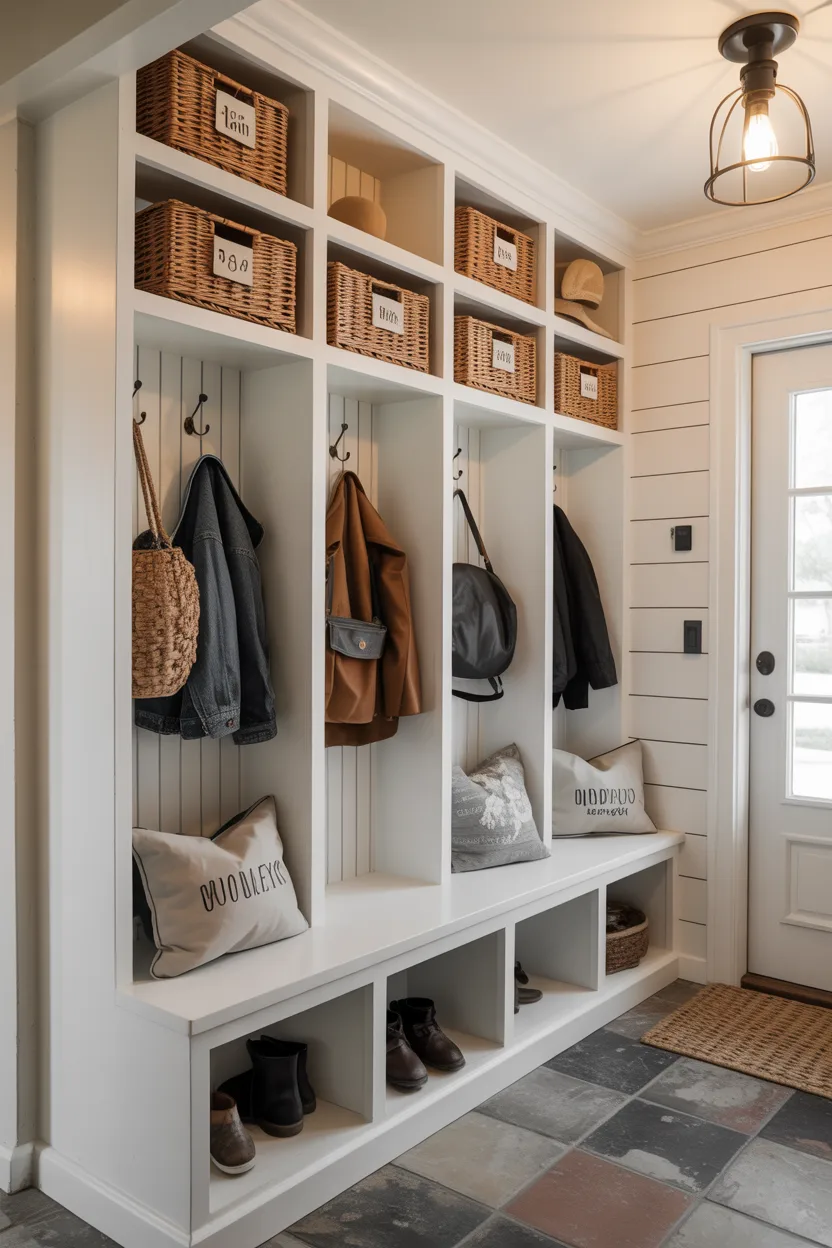 Built-In Mudroom Bench With Cubby Storage