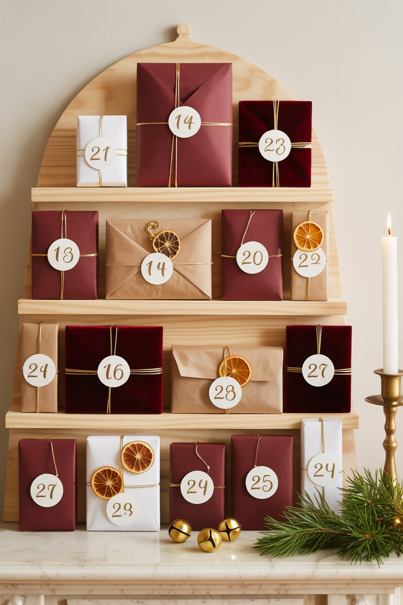 Burgundy Advent Calendar Display