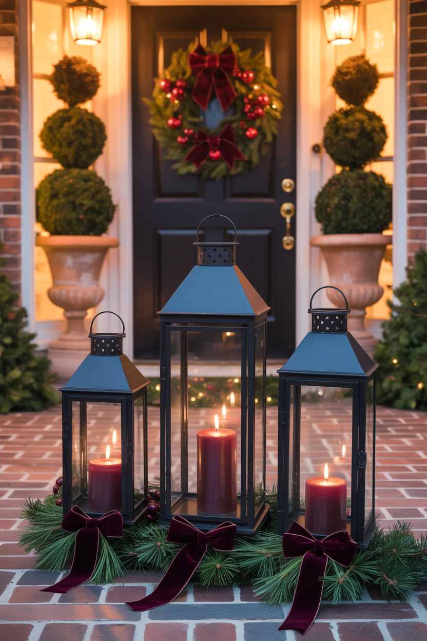  Burgundy Christmas Entry With Lanterns