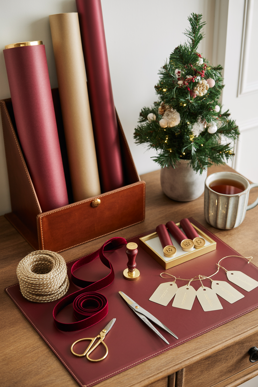 Burgundy Christmas Wrapping Station Display