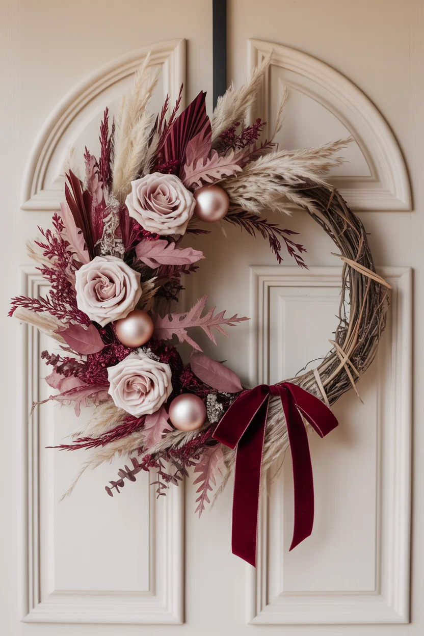 Burgundy and Blush Christmas Wreath