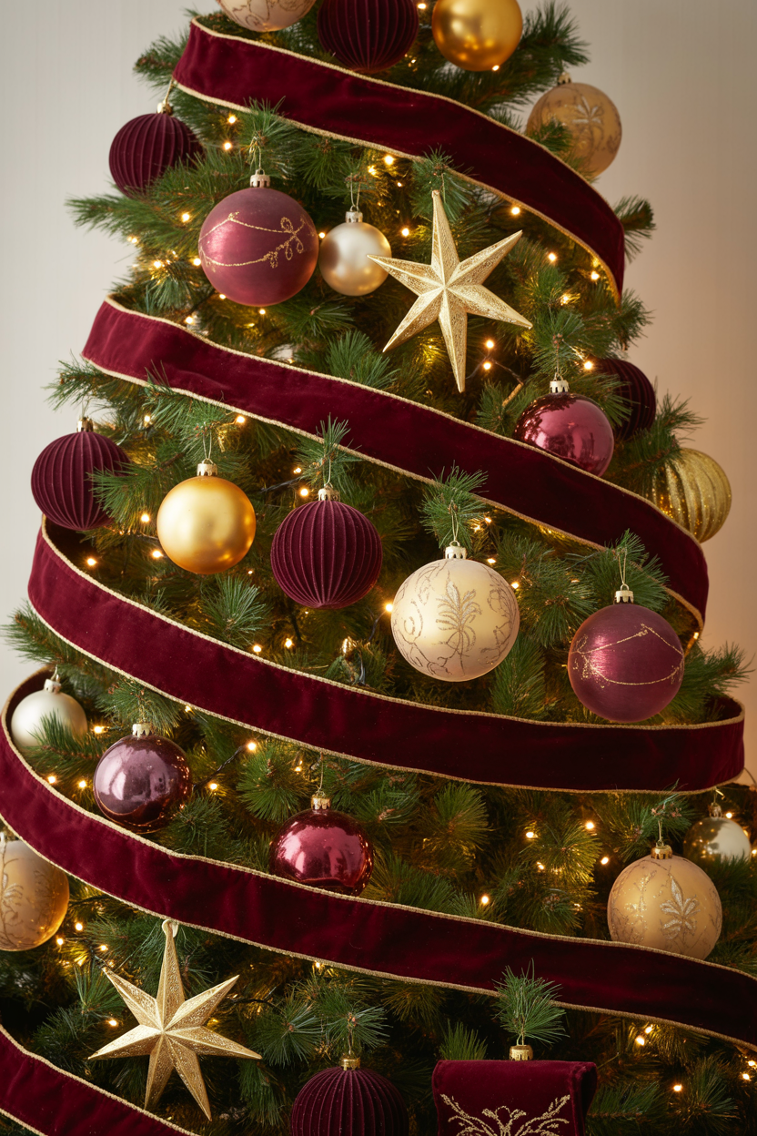 Burgundy and Gold Christmas Tree