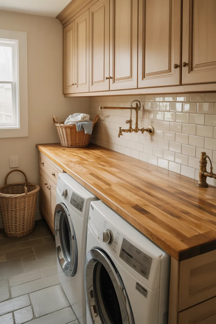Butcher Block Countertop Folding Station