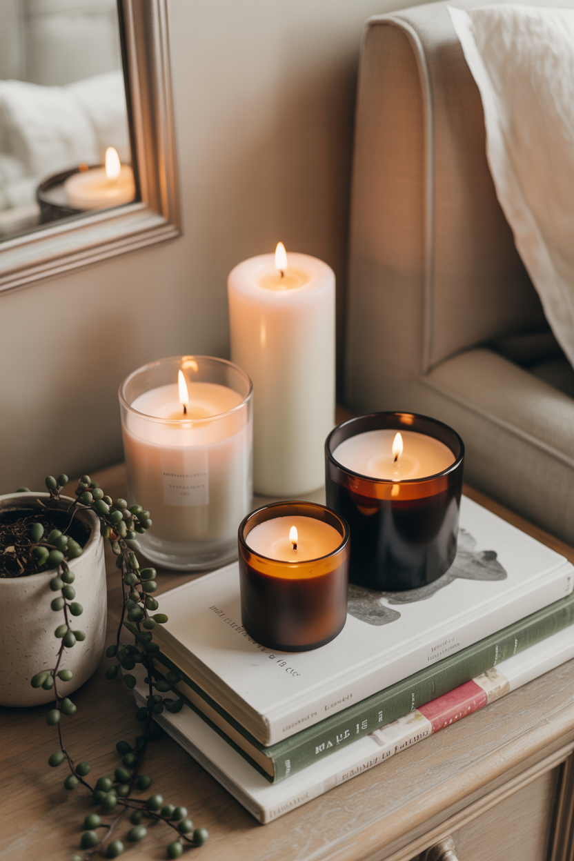 Candles on Every Surface for Instant Warmth