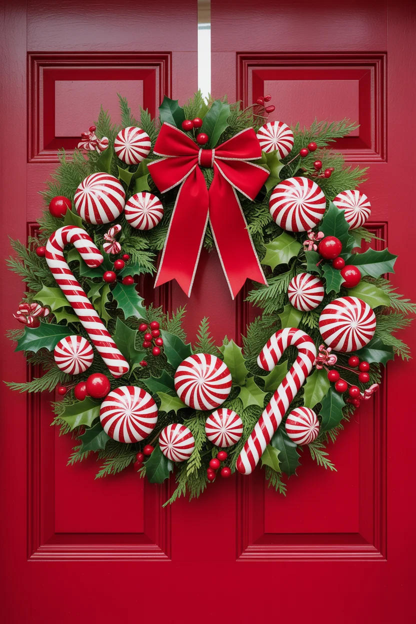 Candy Cane Christmas Wreath