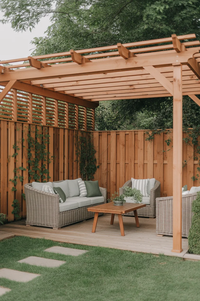 Cedar Pergola and Fence Combo