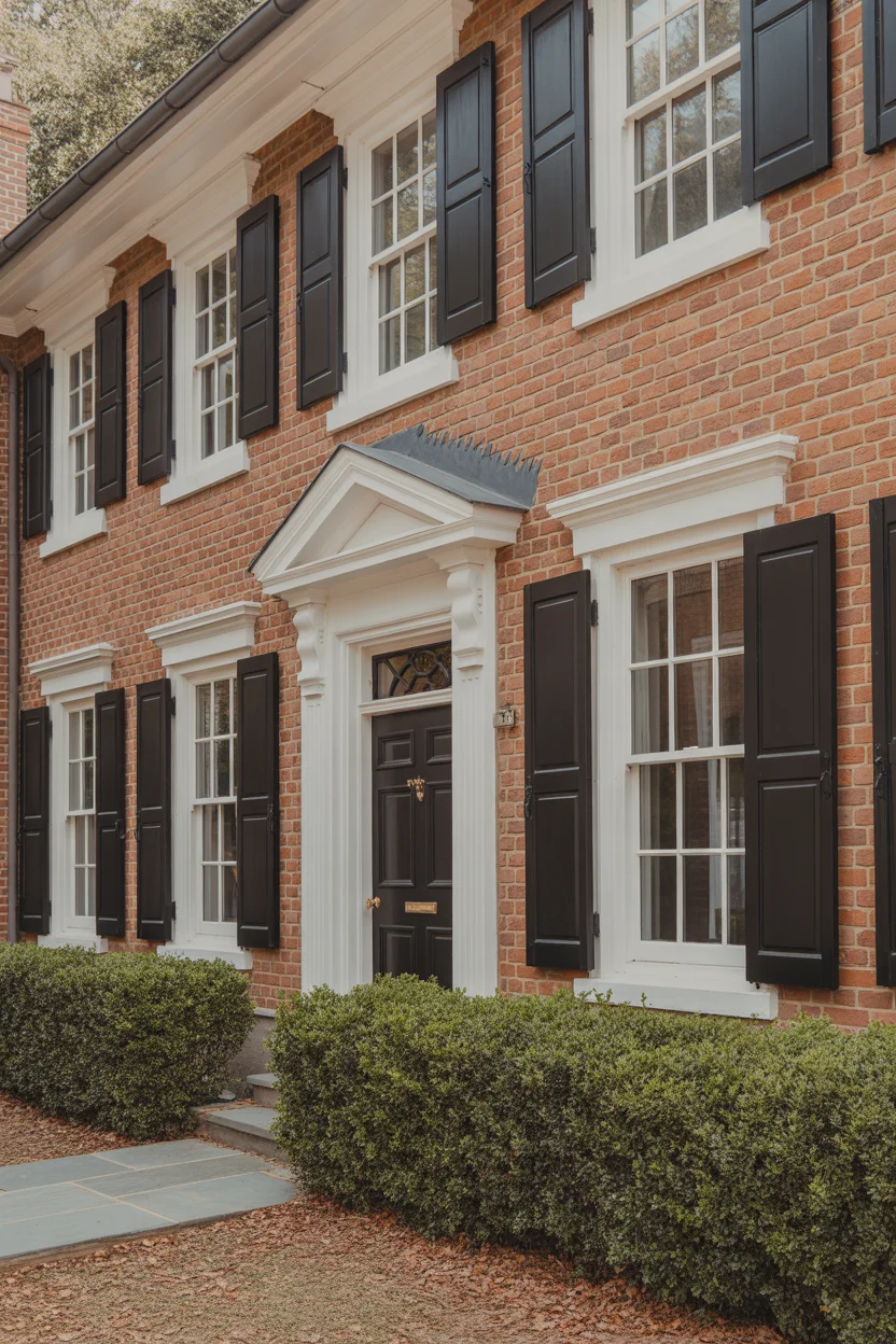 Classic Creamy White Trim With Black Shutters