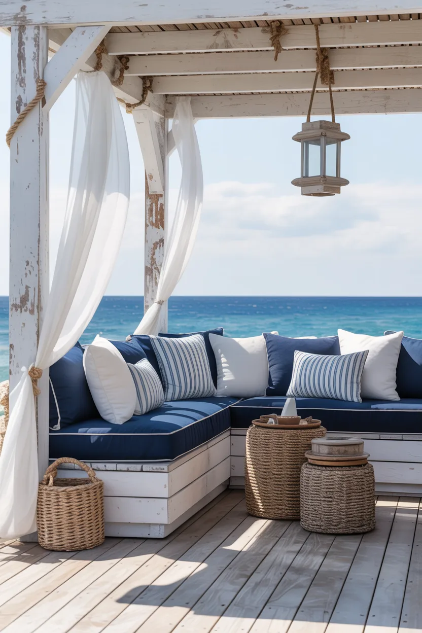 Coastal Deck With White and Blue Color Story