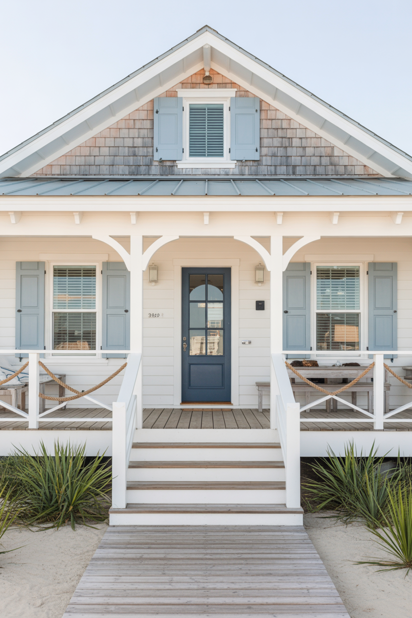 Coastal White and Blue Define the Most Relaxed Exterior House Color Trends