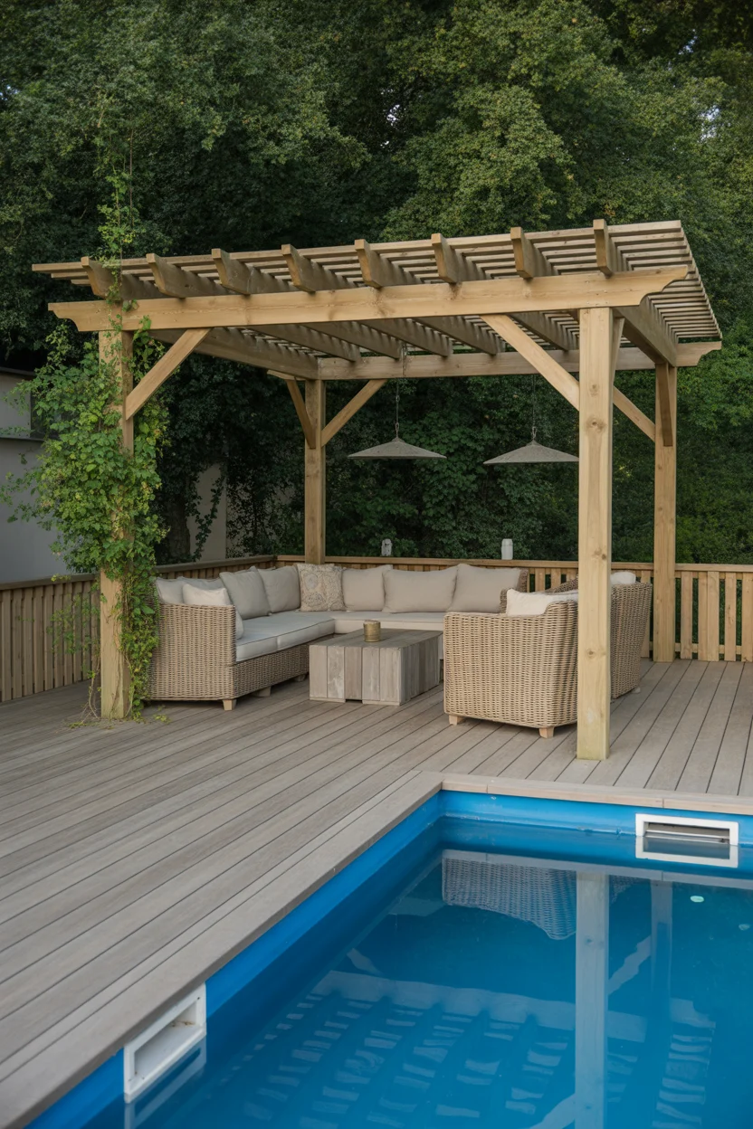 Composite Decking With Pergola Shade Structure