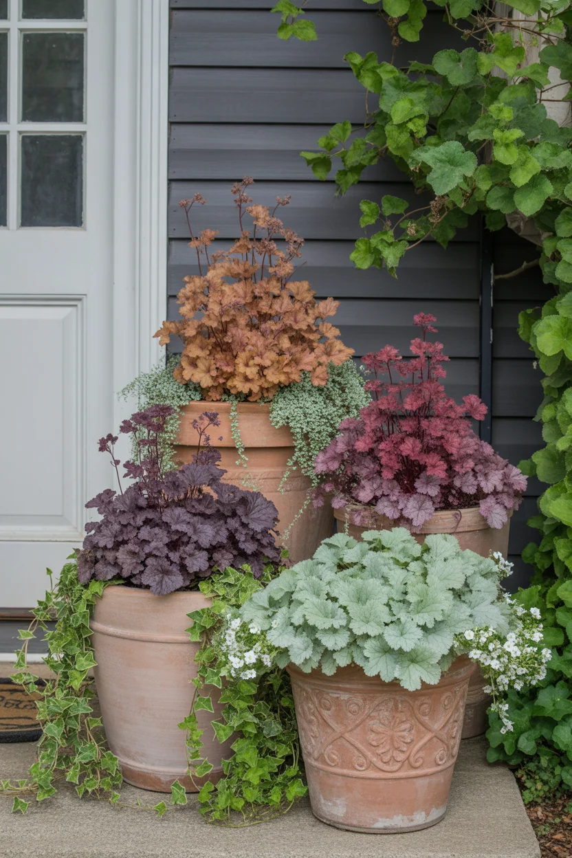 Container Trio on Porch Steps