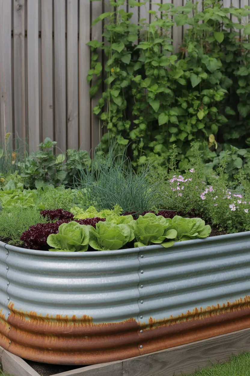 Corrugated Metal Raised Planter Bed