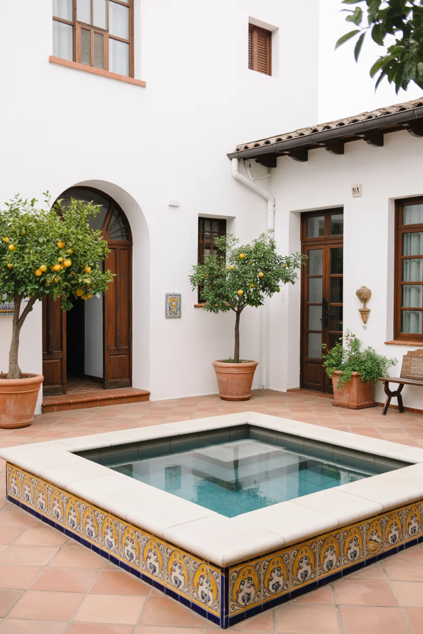 Courtyard Pool with Spanish Tile Details