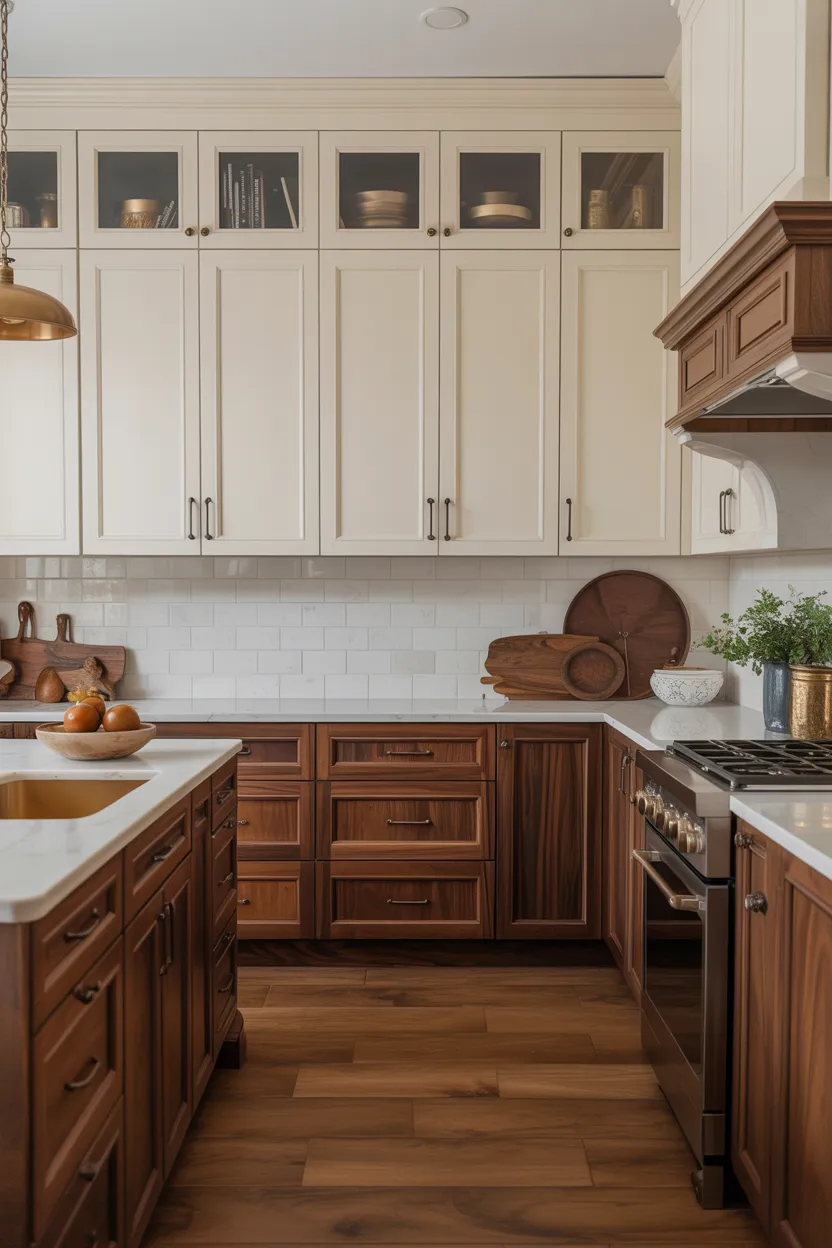 Cream and Walnut Two Tone Kitchen
