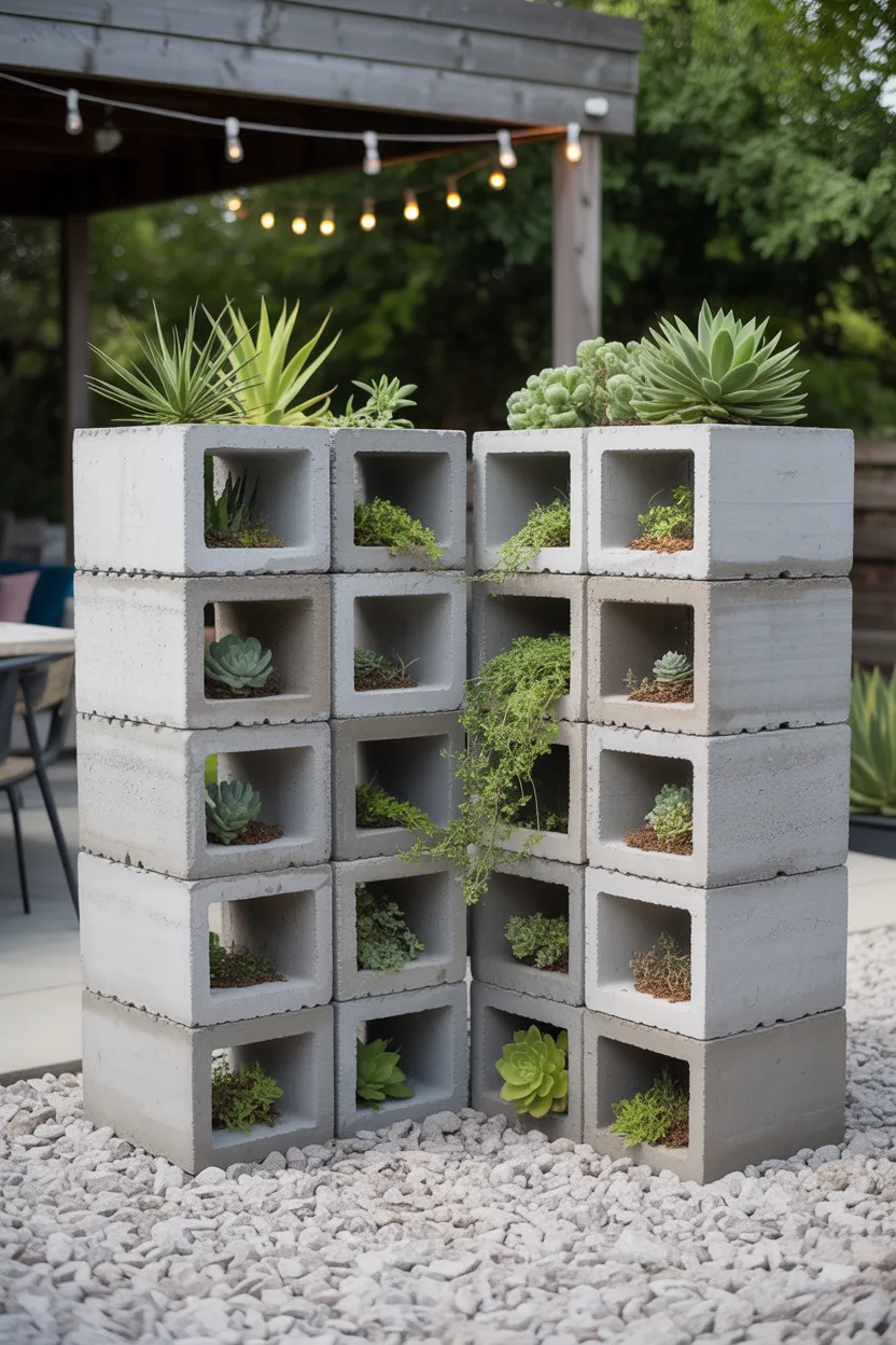 DIY Concrete Block Planter
