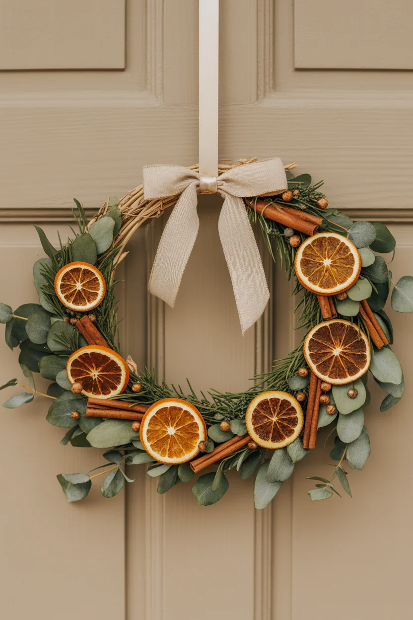 DIY Dried Orange Slice and Cinnamon Wreath