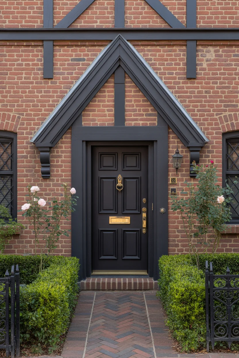 Dark Espresso Brown Trim With Brass Hardware Accents