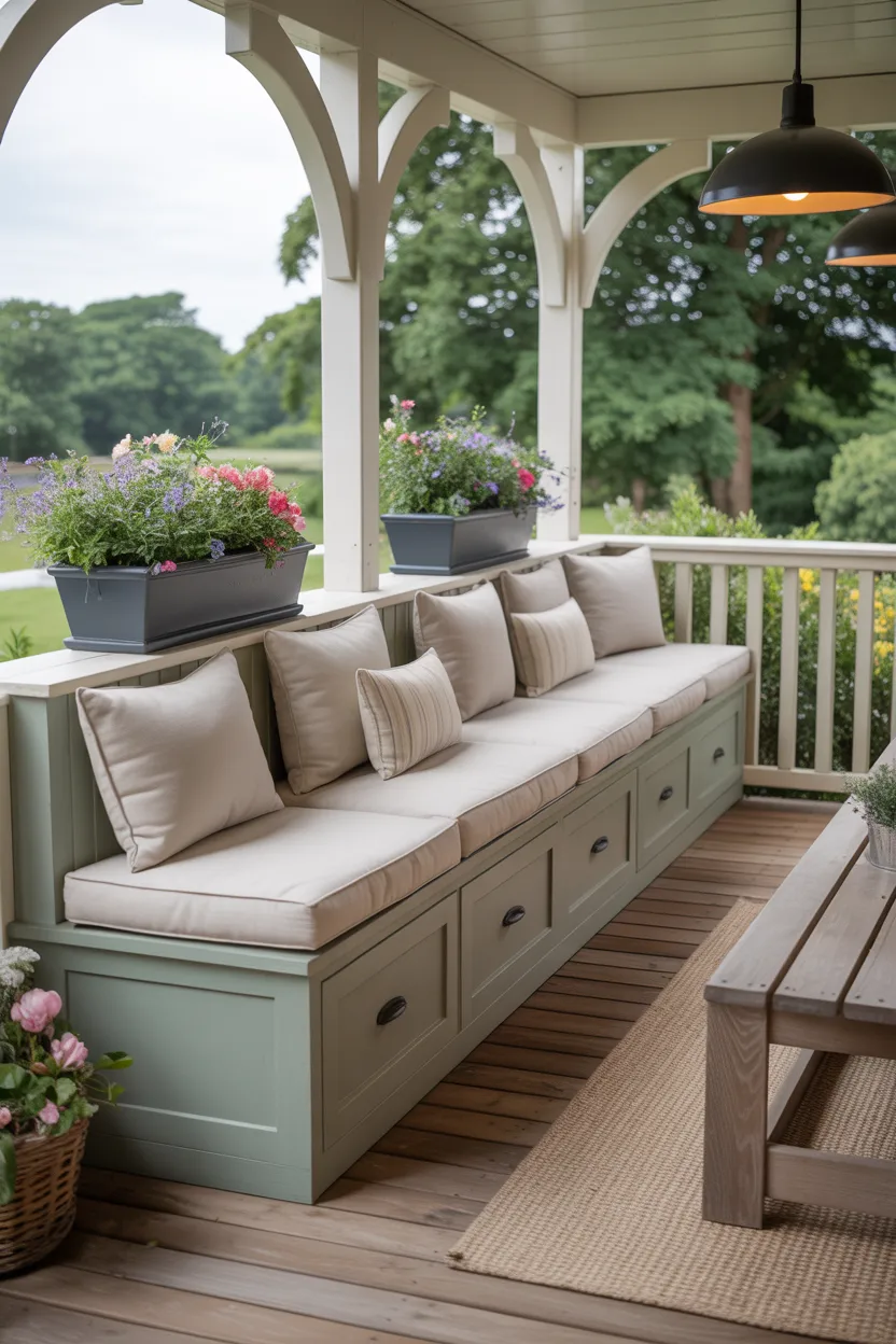  Deck With Built-In Bench and Storage Underneath