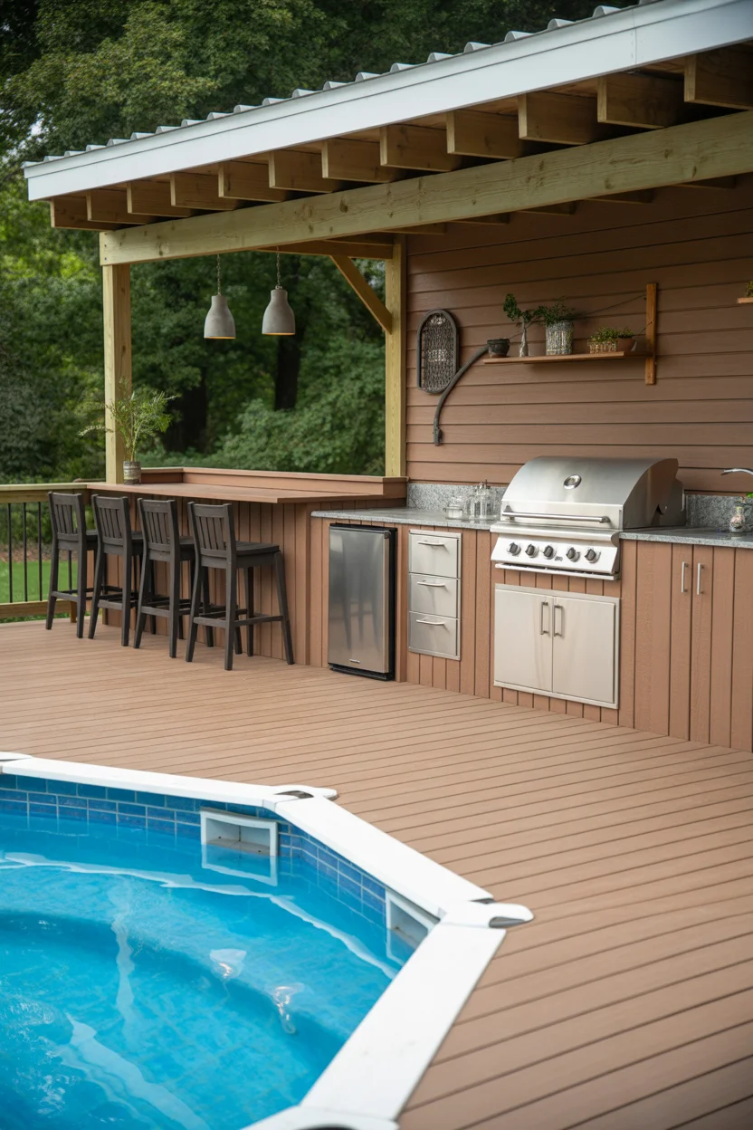 Deck With Built-In Outdoor Kitchen Station