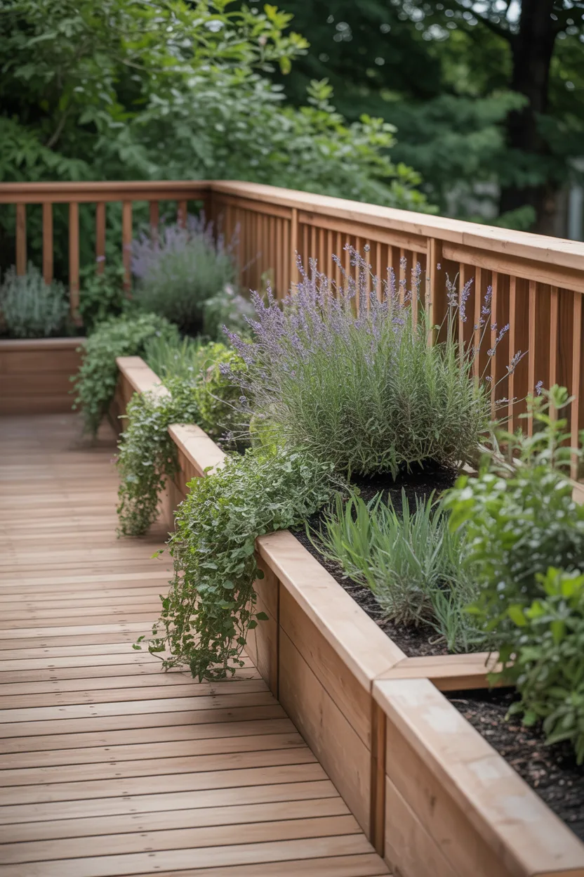 Deck With Built-In Planters Along the Perimeter