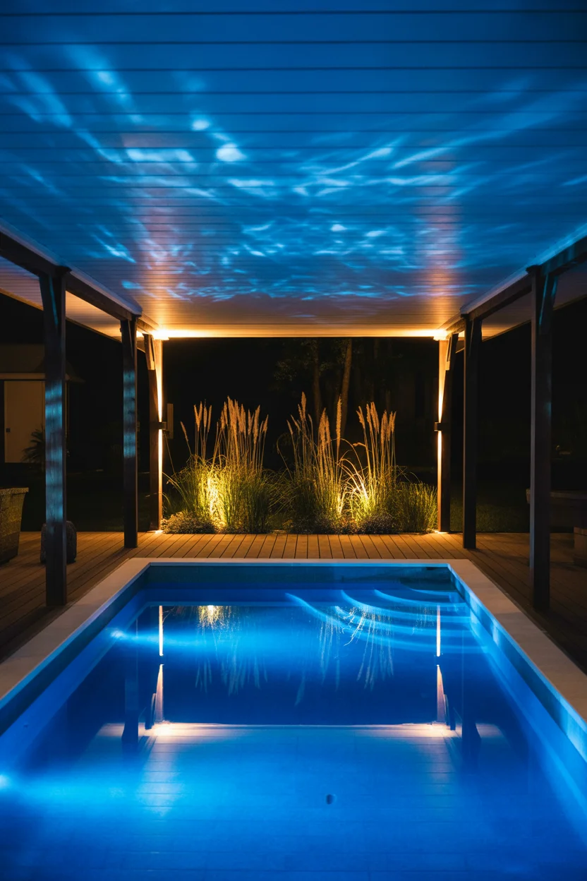 Deck With Underwater LED Lighting and Night Features