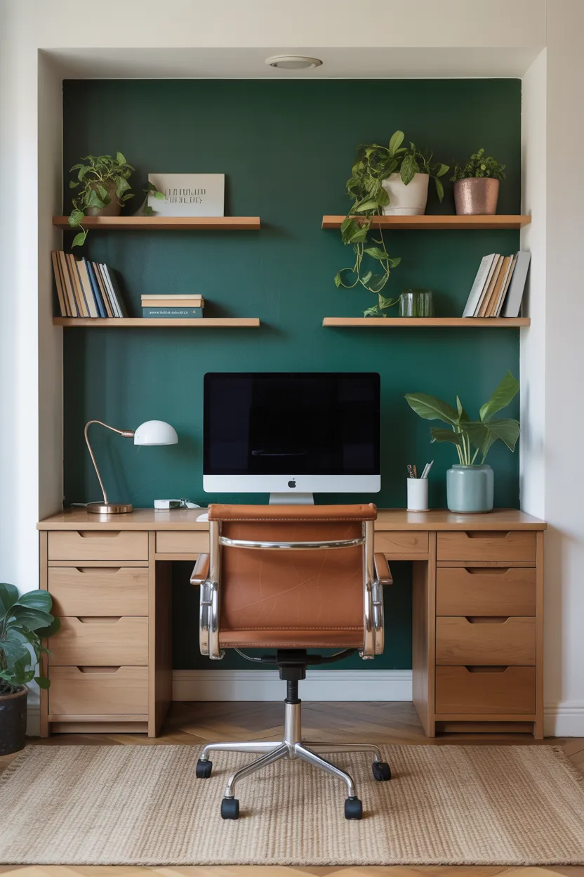 Dedicated Accent Wall Behind the Desk