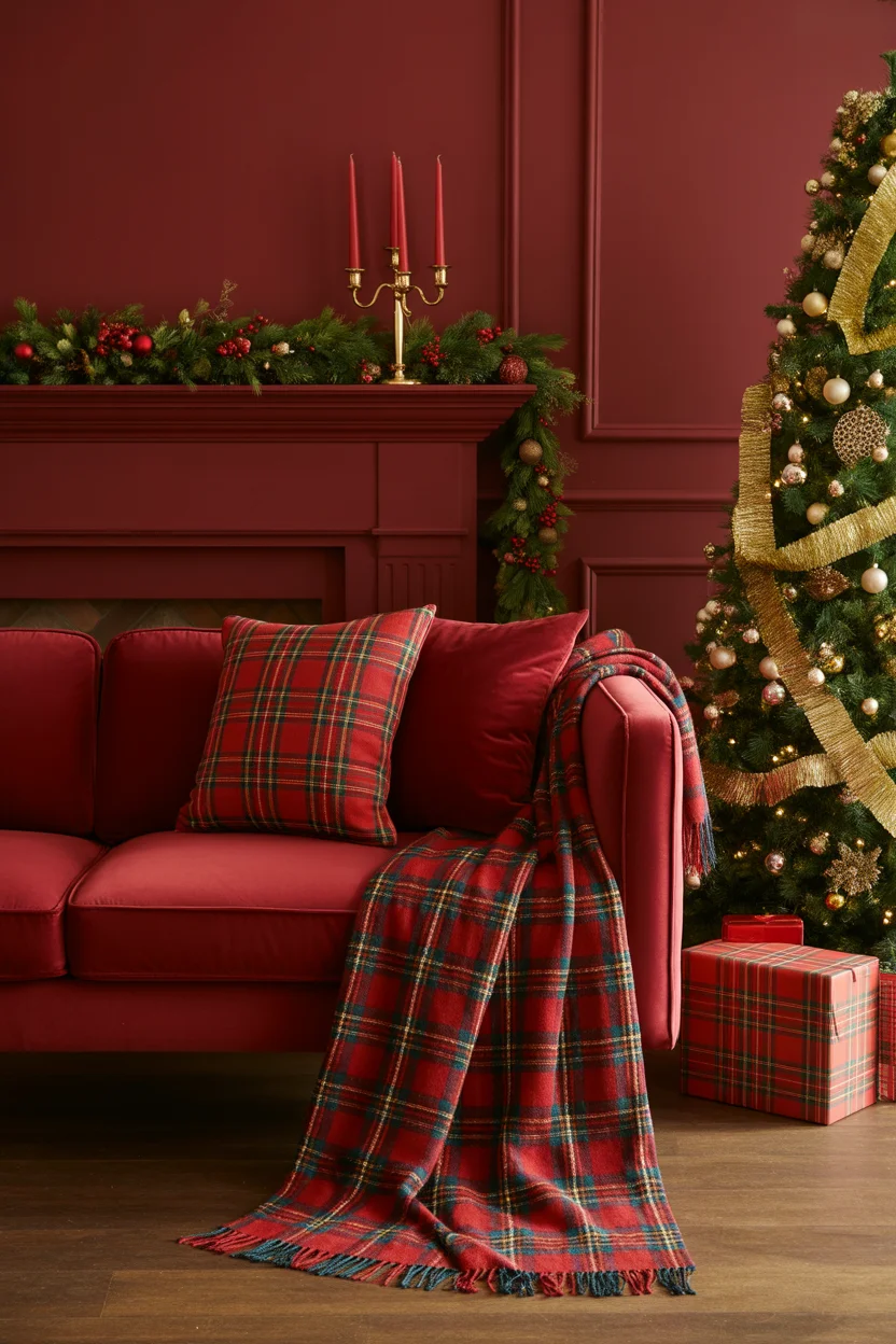 Deep Red and Gold Living Room Decor