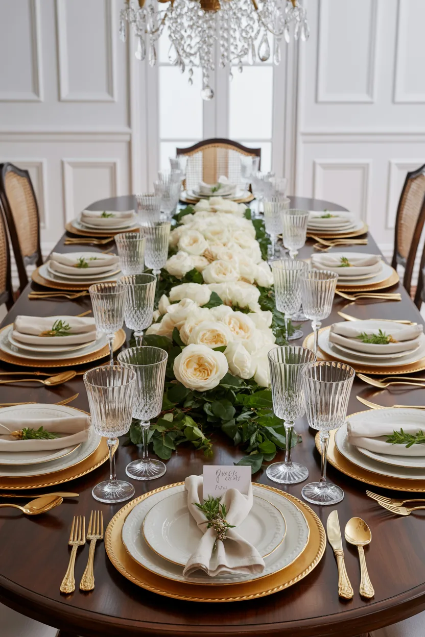 Dining Room With Layered Tabletop Styling