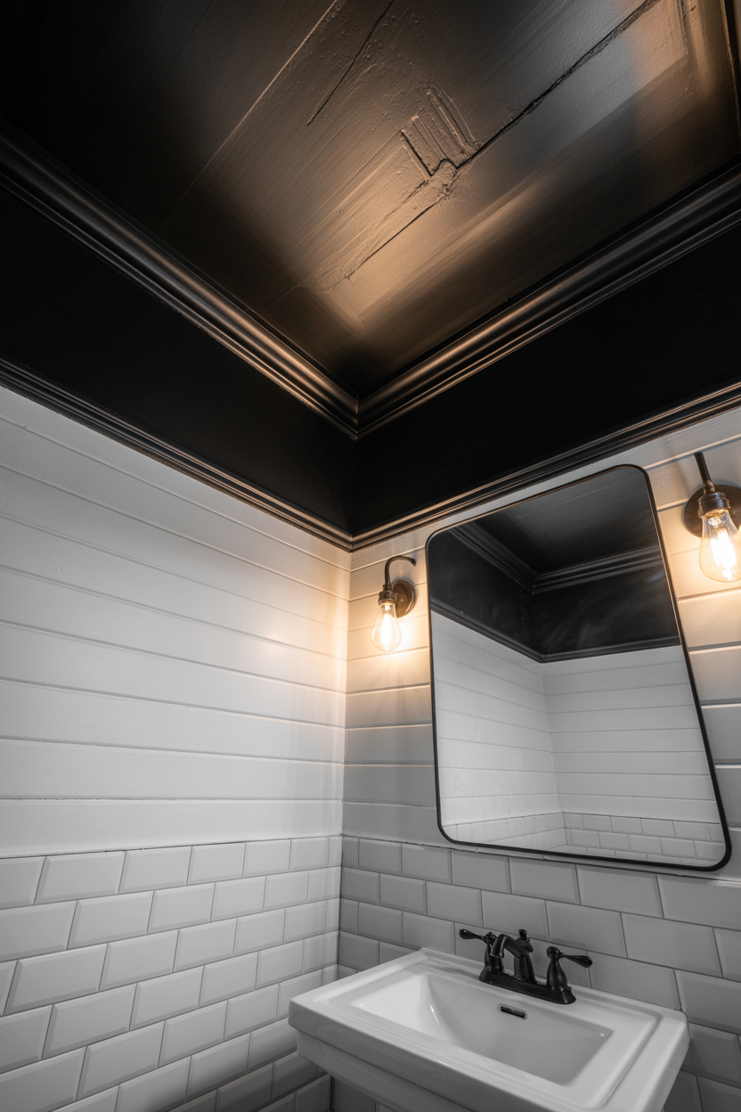 Dramatic Black Painted Ceiling