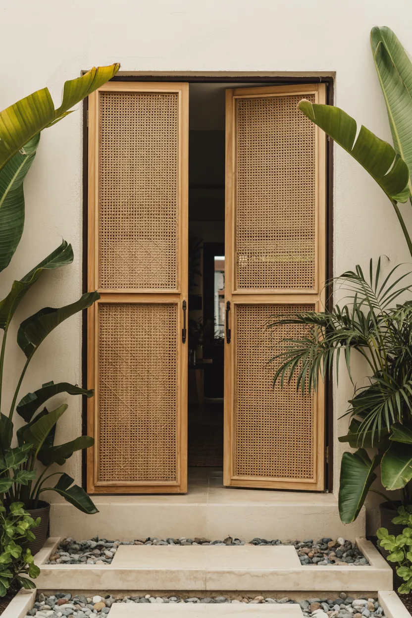 Use Rattan Room Divider Panels for a Warm Tropical Entry