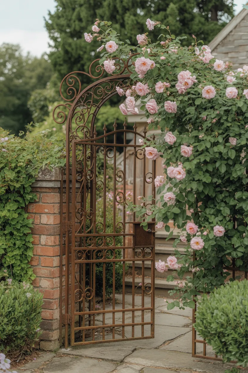 Vintage Garden Decor Ideas Weathered Iron Gate Garden Entrance