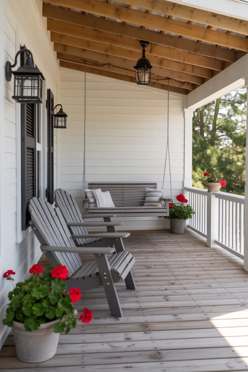 Farmhouse Deck With Shiplap Accent Wall