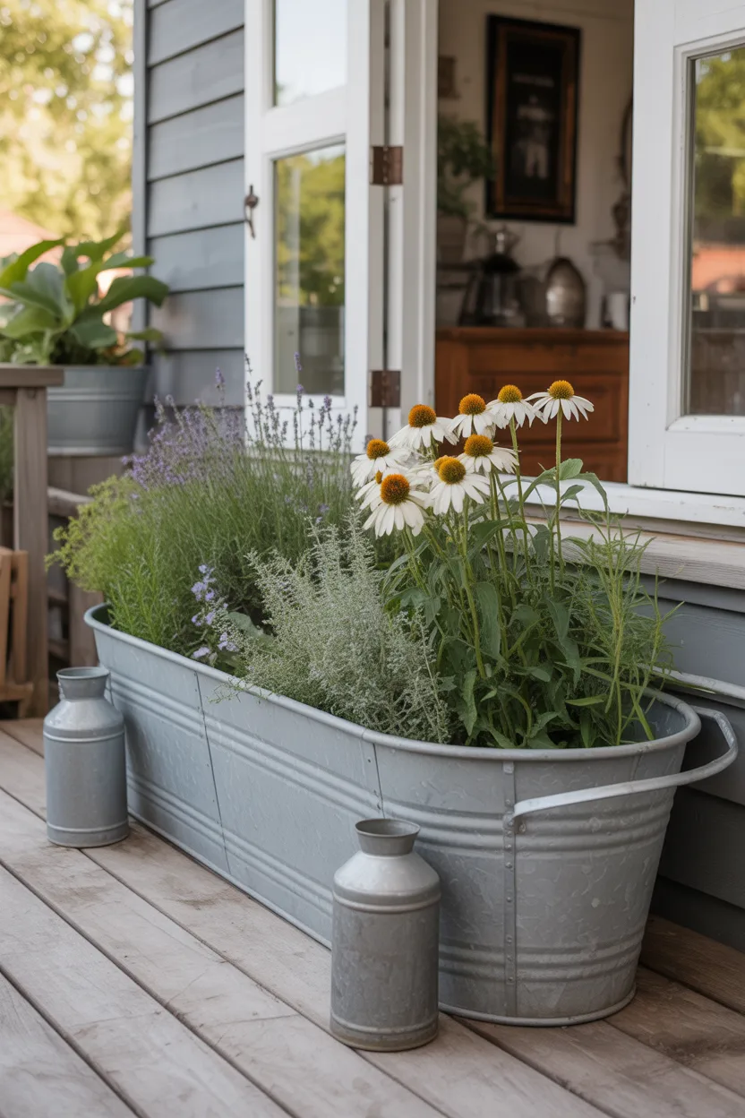 Farmhouse Galvanized Trough Planter